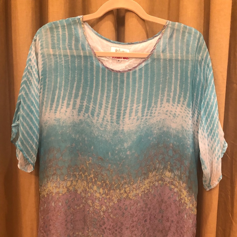 Johnny Was silk print top
